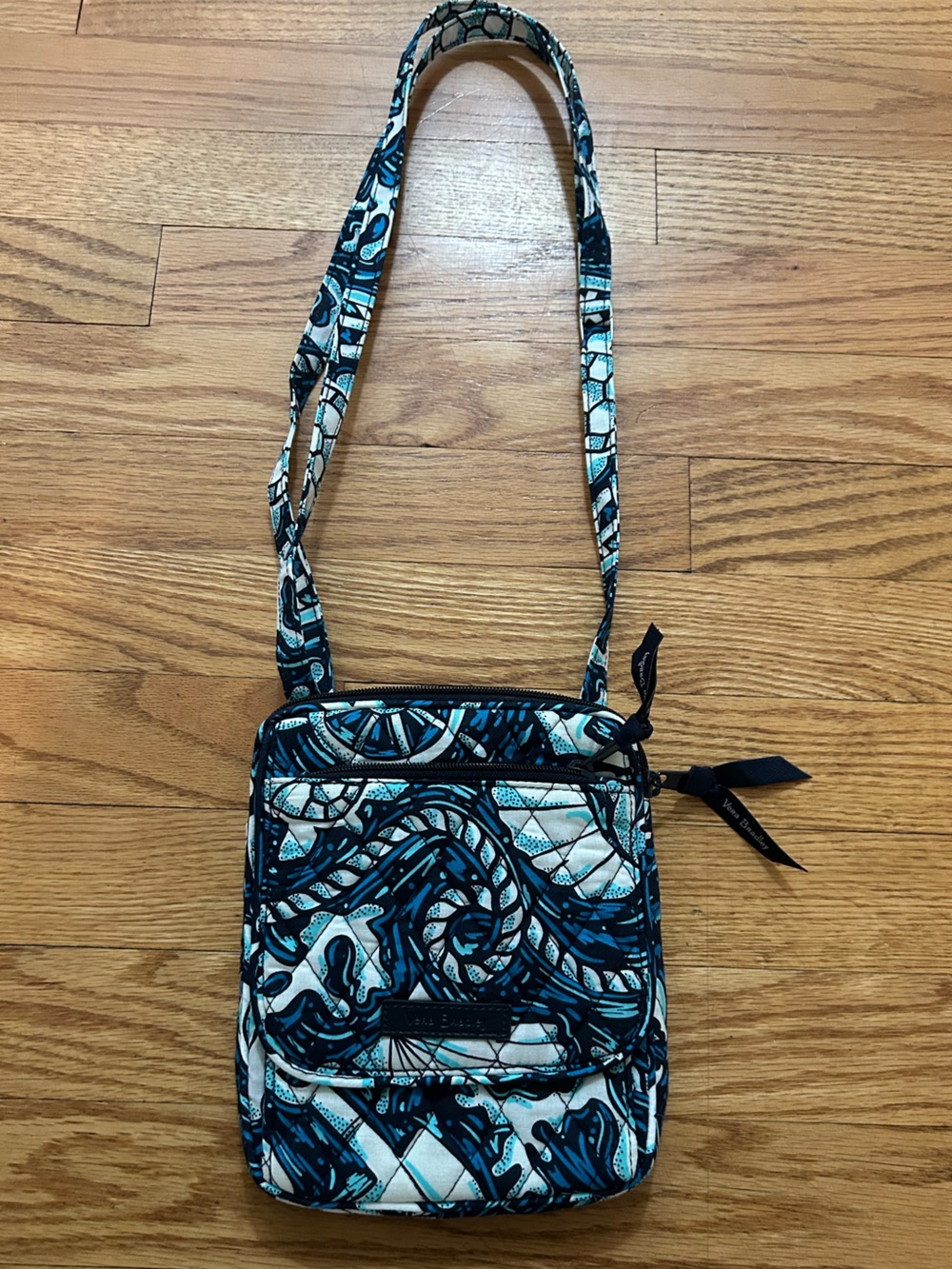 Vera Bradley Blue Teal Floral Quilted Crossbody